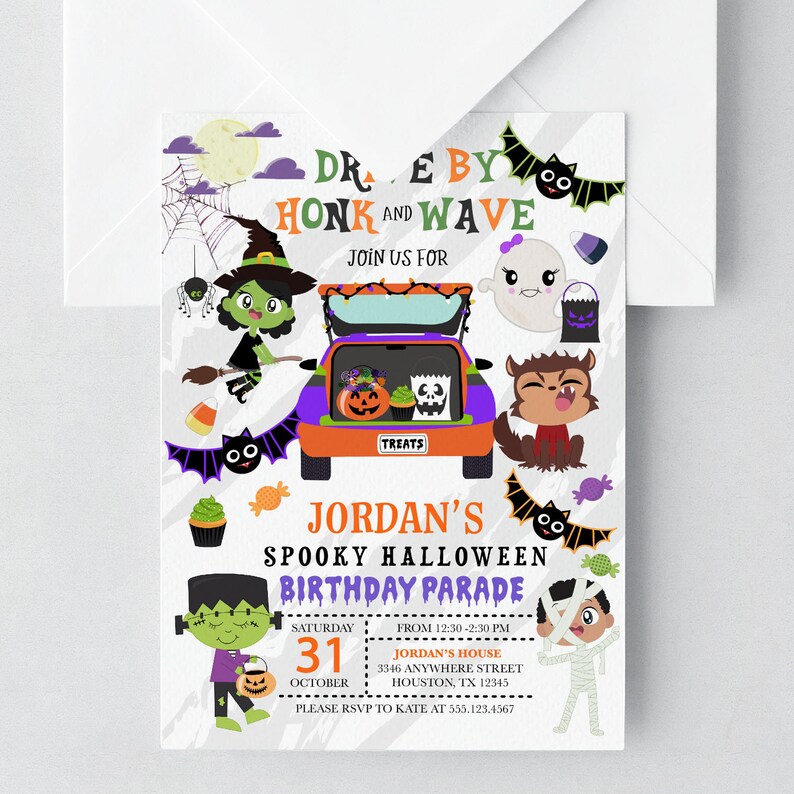 Editable Halloween Birthday Parade Invitation: Costume Party (Corjl) Digital image 1