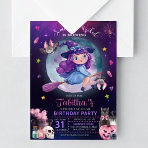 EDITABLE Invitation, Little Witch Halloween Birthday Party Invitation, Halloween Invite, Printable Invitation, Costume Party Template, Corjl