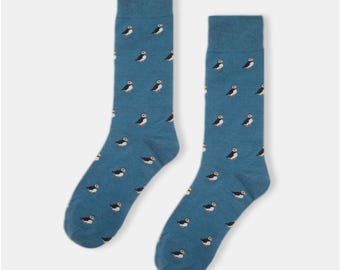Blue Puffin Socks | Fun Coastal Themed Gift
