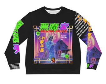 DEMON HOUSE Zwart lichtgewicht sweatshirt (AOP)