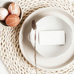Maqueta de tarjeta de visita de Pascua, maqueta de tarjeta de lugar, maqueta de Pascua, foto de stock con estilo navideño, descarga instantánea, 004