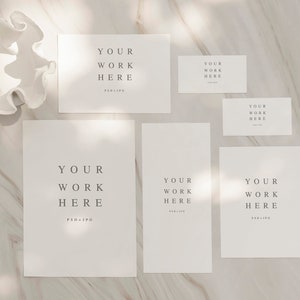 6 Hochzeitskarten Mockup, Einladungsmodell, Hochzeitseinladungen Set, Dankeskarte, Sofort Download, 009