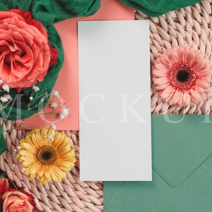 Maquete de menu estilo hippie, maquete de cartão de casamento, cartão em branco, foto de estoque estilizada, download instantâneo, arquivo JPG, 027