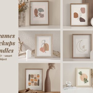A4 Aesthetic Frame Mockup Bundle, Poster Mockup Set, Wood Frame Stock Photo, Art Display Bundle, Instant Download