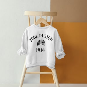 Kids Sweatshirt Mockup, White Sweatshirt, Kids Model Mockup, Hanging Stock Photo, SVG Photo, Instant Download, 003