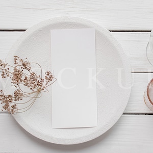 Maquete de menu branco, maquete de cartão de casamento, foto de cartão em branco, maquete plana, download instantâneo, arquivo JPG