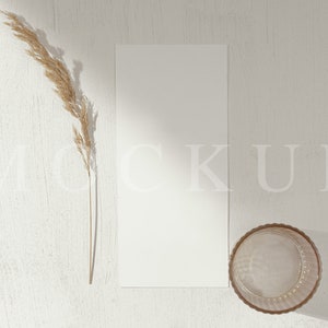 Maquete de menu estilizado, maquete de cartão de casamento, maquete de cartão em branco, foto stock plana, download instantâneo, arquivo JPG, 018