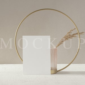 Maquette d'invitation de ton beige, maquette de mariage, cartes 4 x 6, enregistrer la carte de date, stock photo, téléchargement immédiat, 018