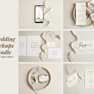 Pacchetto di 9 mockup di matrimonio, set di mockup di biglietti di nozze, foto d'archivio di carte, mockup piatto, download istantaneo, 008