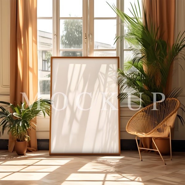 Classic Frame Mockup, Cozy Living Room, Art Display, Prints Display, Frame Stock Photo, Instant Download, JPG file, 052