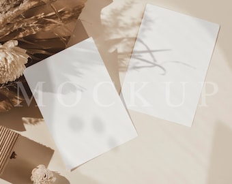 2 Boho Invitation Mockup, Wedding Mockup, 4x6 Cards, Save The Date Card, Stock Photo, Instant Download