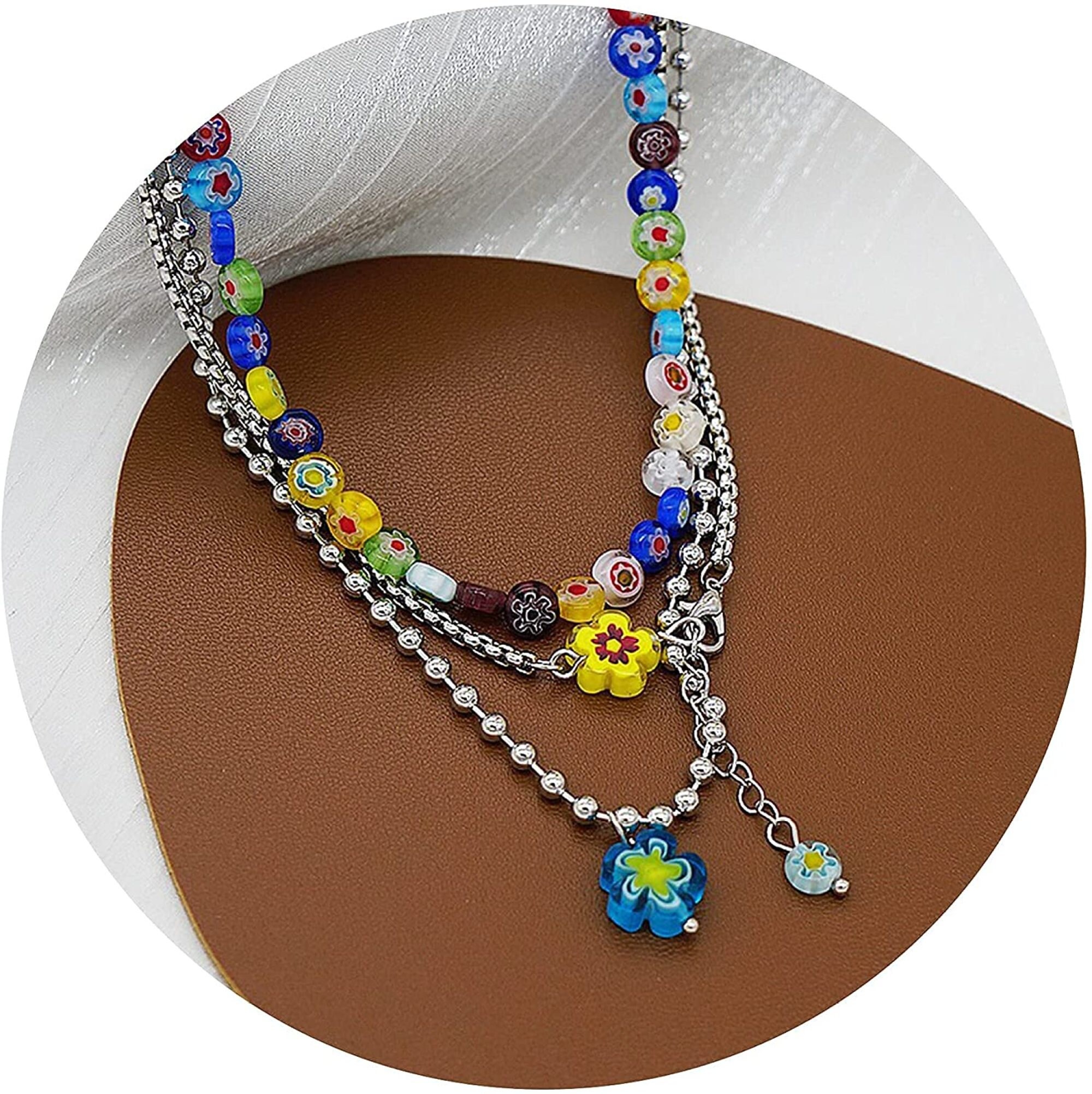 Y2k Necklace Layered Colorful Beaded Bead Choker Necklaces Etsy