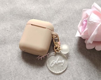 Custom AirPod pro 3 Case, Name Airpods Case With Cute Circle keychain,Silicone Shock Proof Holder Cover Organizer,Personalized Name Gift