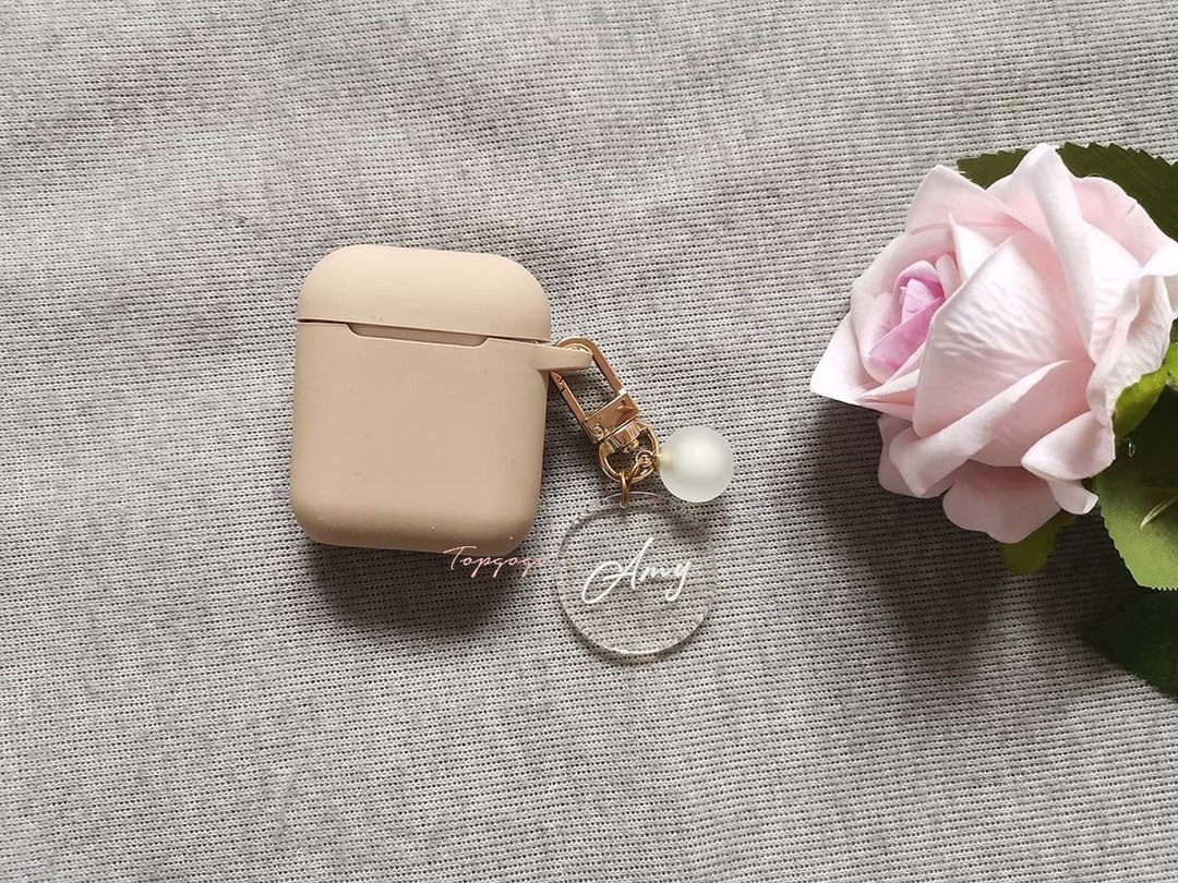 Custom AirPod Case, Name Airpods Case With Cute Circle Keychain,silicone  Shock Proof Holder Cover Organizer,personalized Name Gift