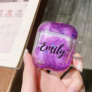 Custom Glitter Liquid AirPod Case,Airpods 3 Case Cute With Keychain,Personalized Bling Bling Airpod Pro Case Cover ,Women Girl Gift