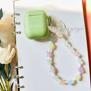 Airpod Pro Hülle mit Herz ArmbandKette,Personalisierte Airpod Hülle,Airpod 3 Hülle mit Schmetterling Charm Schlüsselanhänger,Personalisierte Airpod Pro 2 Hülle