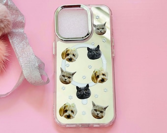 Custom Pet Mirror iPhone Case,Personalized Magnetic Case Phone Case, Cute Baby Face Pet Face Phone Case,iPhone 17,Gifts for Her