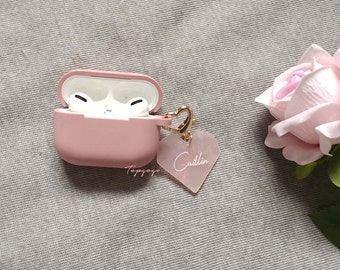 Custom AirPods Pro Case, Name Airpod case with Love tag keychain,Cute AirPod 4 Case Cover,Personalized Name Airpod Pro 2 Case,Gift For Women