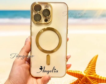 Personalized Name Magnetic Phone Case,Custom Transparent Wireless iPhone Case,Cute Phone Case For iPhone 17, iPhone 16,Gifts For Her