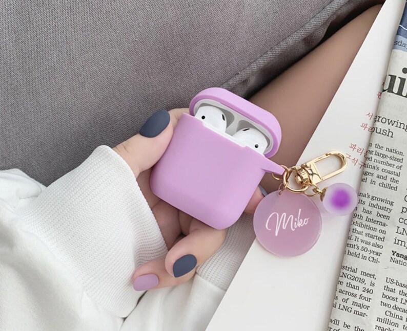 Custom Airpod Case Name Airpods Case With Cute Circle Etsy