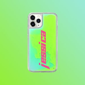 Customized Neon Phone Case,Personalised Liquid glitter Phone Case,float sand Iphone Case,Glow In The Dark, iphone 16 pro max, iPhone 15