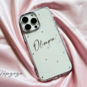 Silver Star Phone Case,Custom Clear iPhone Case,Personalized Silver iPhone Case,iPhone 15 Pro Max Case,iPhone 14 Pro Max,Gifts For Her