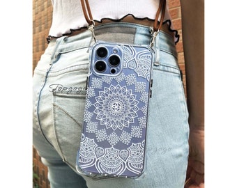 Lanyard iPhone Case,Lace Pattern Necklace Phone Case,Clear Phone Case For iPhone 17 Pro Max case,iPhone 16,Cross Body Shoulder Strap iPhone