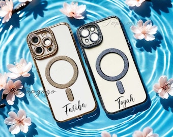 Luxury Rhinestone Magnetic Phone Case,Custom Wireless iPhone Case,Bling Bling Magnetic Phone Case,Clear Phone Case for iPhone 17