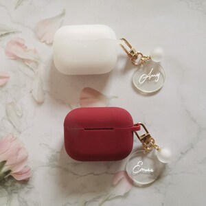 Custom AirPods Pro Case, Name AirPod Case With Cute Circle keychain,Silicone Shock Proof Holder Cover Organizer,Personalized Name Gift image 4
