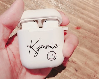 Custom airpod case cute smiley, custom Silicone Airpods Pro Case,personalized airpods case,best gift,name airpods pro case,Cute Airpods Case