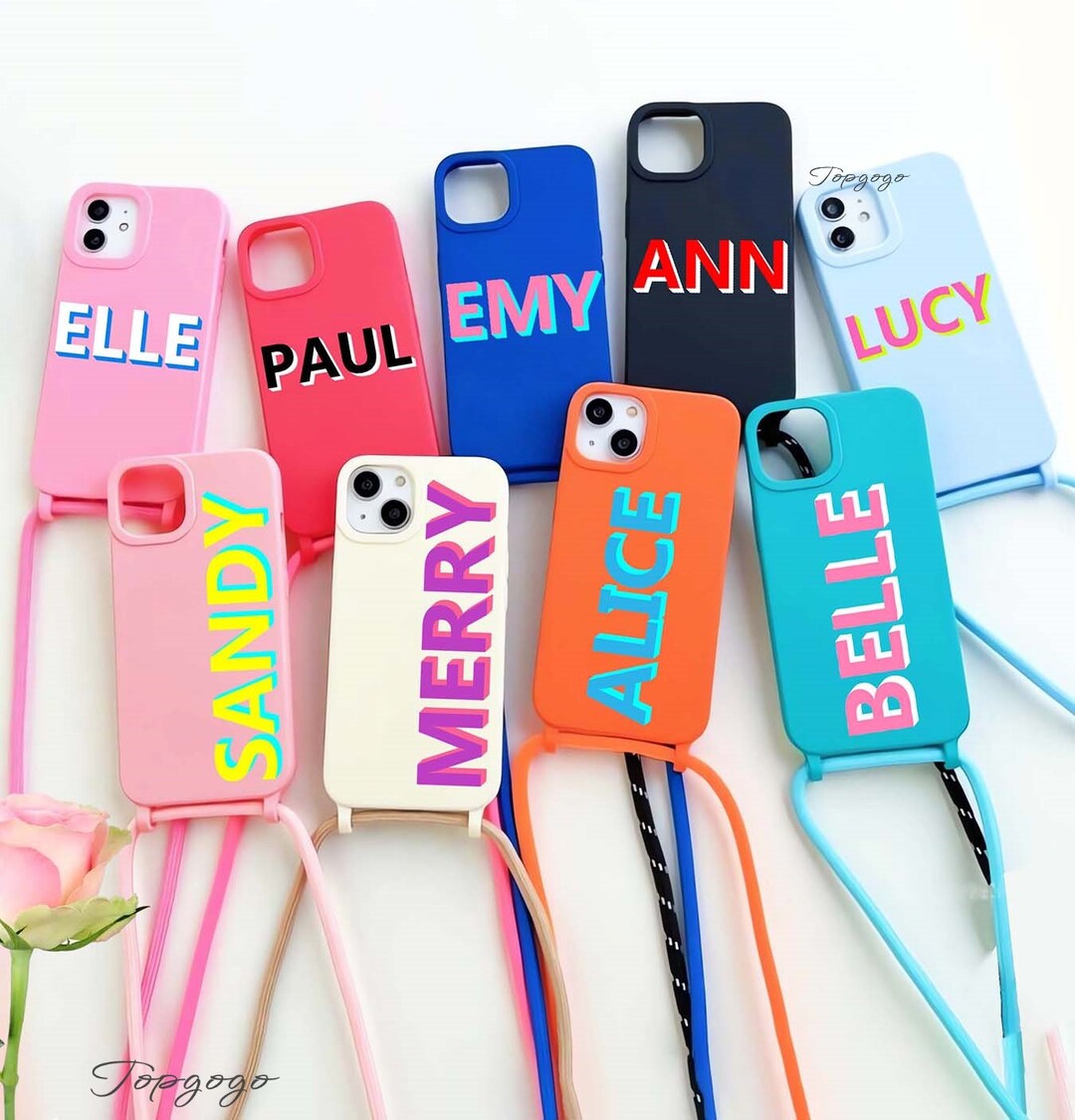 Crossbody Strap Phone Case,custom Lanyard Necklace iPhone Case,3d Font ...