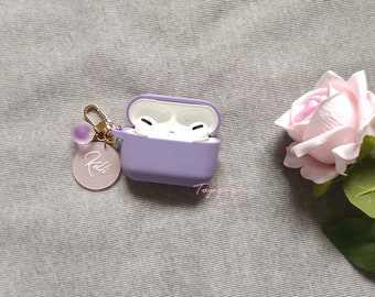 Custom AirPods Pro Case, Name Airpod Case With Cute Circle keychain,Silicone Shock Proof Holder Cover Organizer,Personalized Name Gift