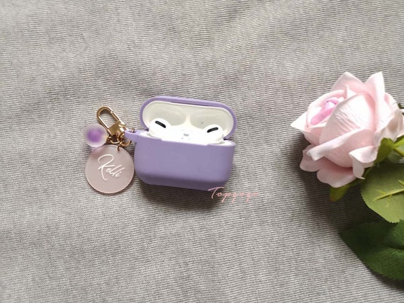 Custom AirPods Pro Case, Name Airpod Case With Cute Circle keychain,Silicone Shock Proof Holder Cover Organizer,Personalized Name Gift