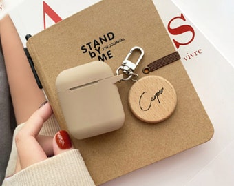Custom AirPod Case,Personalized Wood Keychain,Cute Silicone AirPods Pro 3 Case Airpods 4 Case,Personalized Airpods 3 case,Gifts For Her
