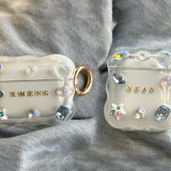 Custom AirPod Case Cute With Rhinestone Decor,Bling Airpod Pro Case,Clear Airpod 3 case,Personalized Airpod Pro 2,Christmas Gifts For Her