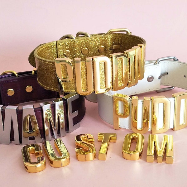 Aangepaste vrouwen Choker kraag, naam Choker kraag, woord kraag ketting, cosplay initiële letters choker, brede enorme gouden kraag, geschenken voor haar