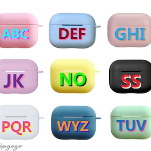 Monogram Airpod Pro Case, Aangepaste Dropshadow Airpods Case, Gepersonaliseerde Airpod Pro 2 Case Cover, Silicone AirPods 3 Case, Geschenken voor haar