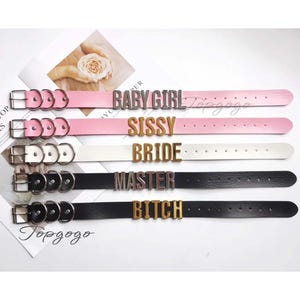 Benutzerdefinierte PU Leder Choker Halsband, Name Choker Halsband, Bunte Laser Kragen Halskette, Cosplay Initial Choker, Geschenke für Frau, Romantisches Geschenk