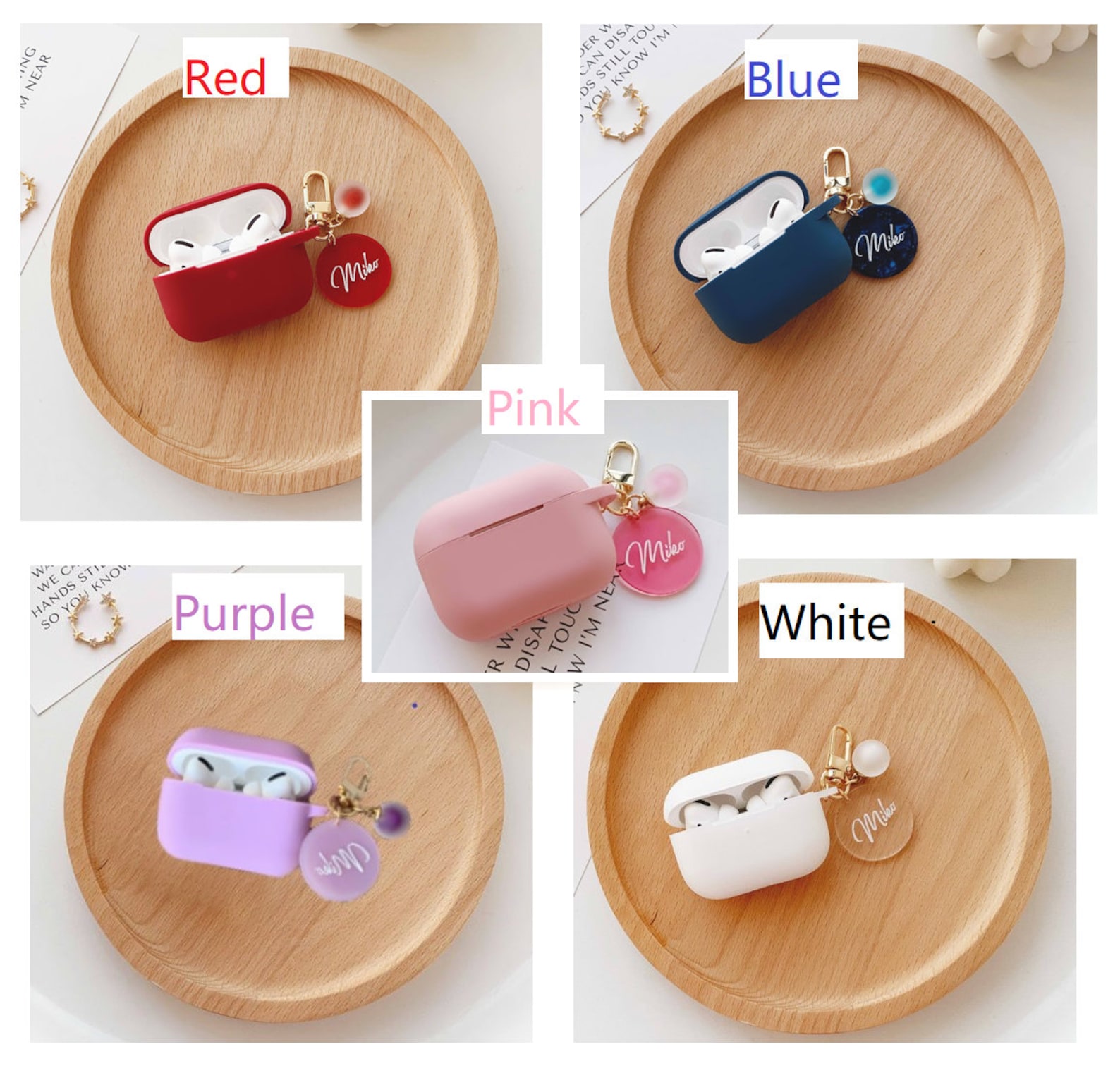 Custom Airpods Pro Case Name Airpod Case With Cute Circle Etsy