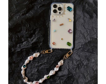 Funda para teléfono con diamantes de imitación, llavero transparente personalizado para iPhone, funda con letras doradas personalizadas y brillantes, iPhone 17 Pro, iPhone 16 Pro Max
