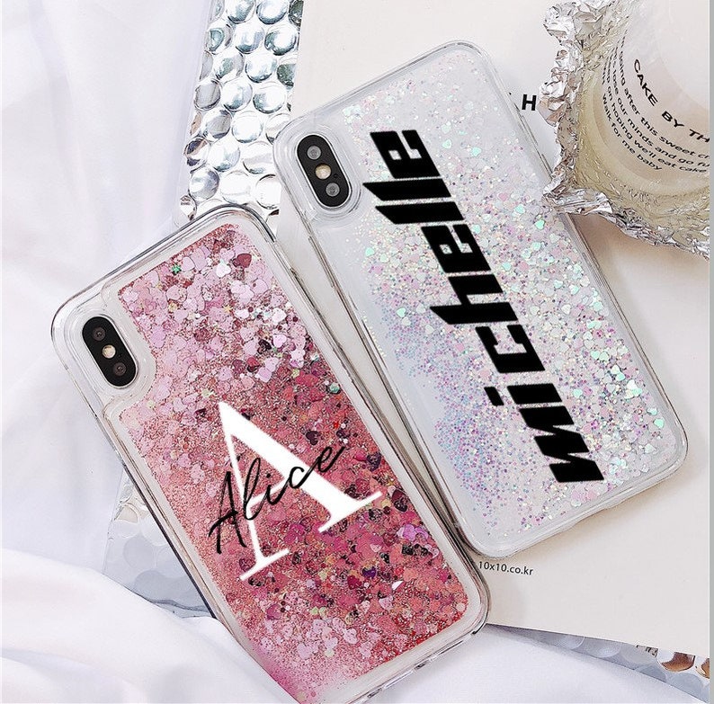 Custom Liquid Glitter Phone Case,Personalised Monogram Phone Case,Bling iPhone 17 Case,Initial Name iPhone 16 pro max,Samsung,Gifts for Her image 2