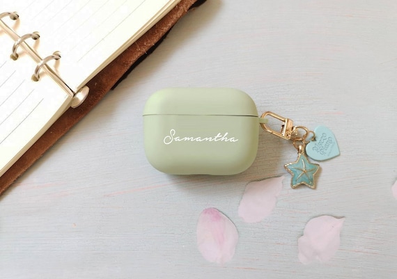 Custom AirPods Pro Case, Name Airpod Case With Cute keychain,Silicone Shock Proof Holder Cover Organizer,Personalized Name Gift