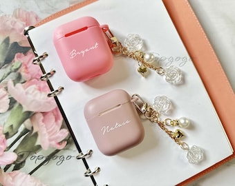 Custom Airpod Case With Rose Flowers Keychain,Silicone Custom Airpod Pro Case,Cute Airpod 3 case,Personalized Airpod Pro 2,Gifts For Her