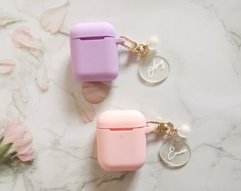 Custom AirPod Case,Name Airpods Case Pro 2 Case With Cute Circle keychain,Silicone Airpod 3 Case Holder Cover,Personalized Airpod Pro Gift