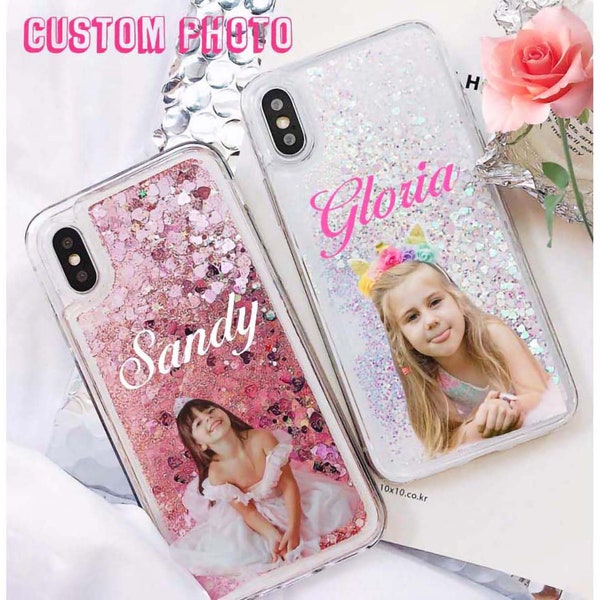 Custom Photo Glitter Liquid Phone Case,Personalised Phone Case,Bling iPhone 14 Case,iPhone 15 pro max case,Gifts for Her,Gifts For Girls