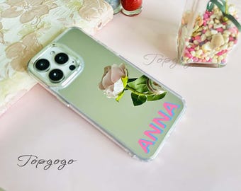 Custom Mirror Phone Case,Personalized iPhone Case With 3D font Initial,Silver Foil Mirror for Makeup, iPhone 16 pro max,Gifts for Her