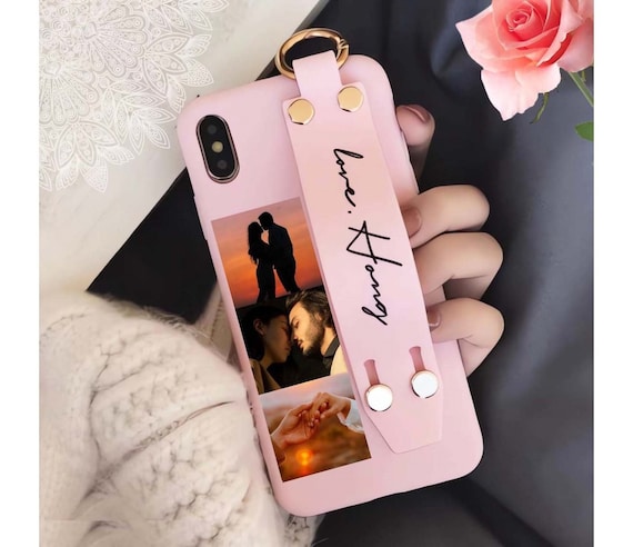 Custom Photo Phone Case,Personalized Name Wrist Band Strap Phone Case,Stand Holder iPhone Case With Built In Grip,iPhone 16 pro max case