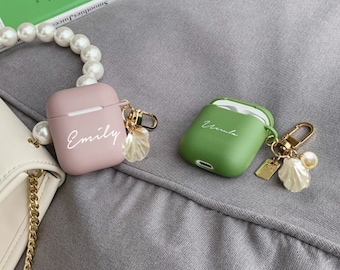 Custom airpod case,Cute Aiprod Pro Case,Airpods 3rd gen case With Shell Shape Keychain,Silicone Personalized airpods pro 2 case,best gifts