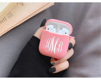 Étui pour airpod monogramme personnalisé, étui en silicone personnalisé pour AirPods Pro 3, étui personnalisé pour airpod pro, étui pour airpod 3e génération avec nom mignon, cadeaux roses pour elle