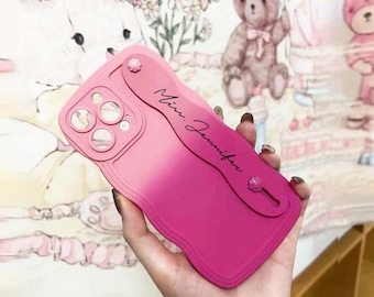 Custom Name Gradient color Phone Case,Personalized iPhone Case with Strap,iPhone Case With Built In Grip,iPhone 16 pro max,Gifts for Her